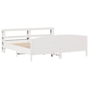 vidaXL Cadre de lit sans matelas blanc 200x200 cm bois massif de pin