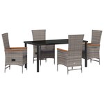 vidaXL Set de salle à manger de jardin 5 pièces avec coussins en rattan poly gris