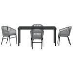 vidaXL Ensemble de dîner de jardin de 5 pièces en rattan synthétique gris