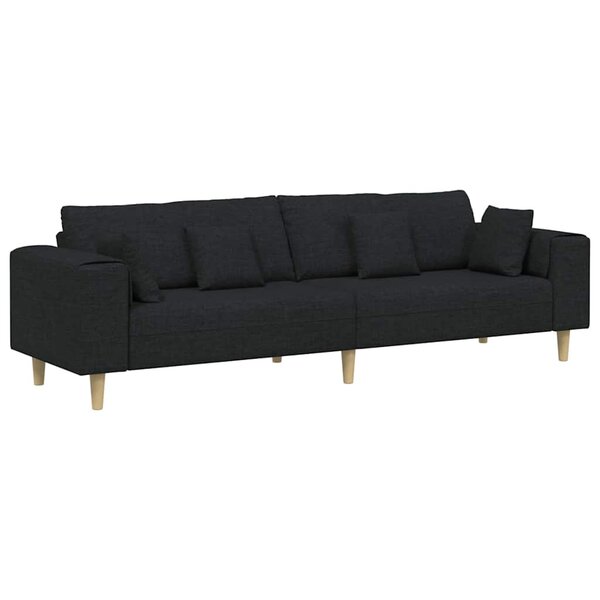 vidaXL Canapé avec coussin Noir 250 x 77 x 76 cm tissu
