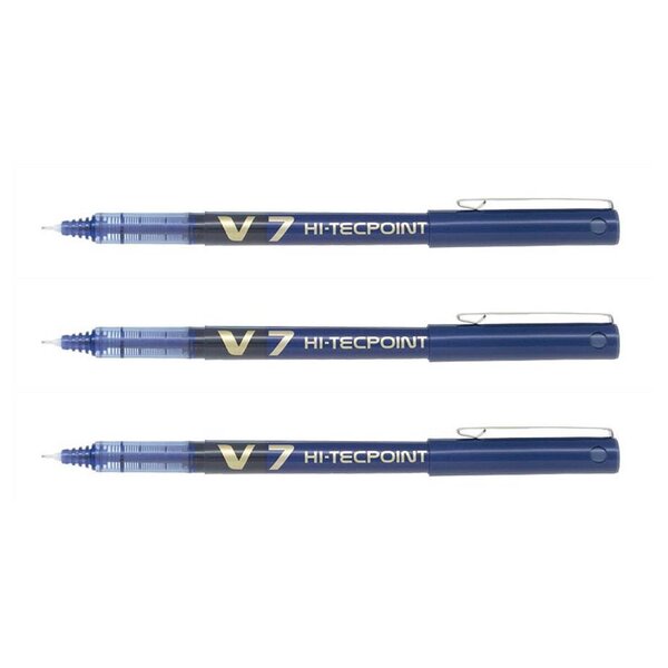 Stylo roller Hi-Tecpoint V7 Encre liquide Pointe moyenne Bleu x 3 PILOT