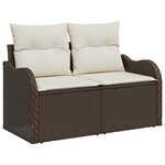 vidaXL Ensemble de Canapés de Jardin 4 pièces avec Coussins Rattan Poly Marron
