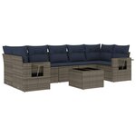 vidaXL Salon de jardin 8 Pièces avec coussins gris résine tressée