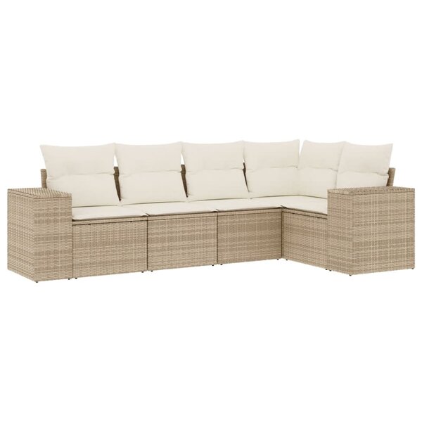vidaXL Salon de jardin avec coussins 5 Pièces beige résine tressée