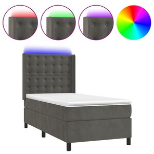vidaXL Sommier à lattes de lit matelas LED Gris foncé 80x200cm Velours