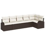 vidaXL Ensemble de canapé de jardin 6 Pièces Marron et blanc Poly rotin