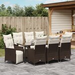 vidaXL Ensemble repas jardin 9 pièces avec coussins rattan poly marron