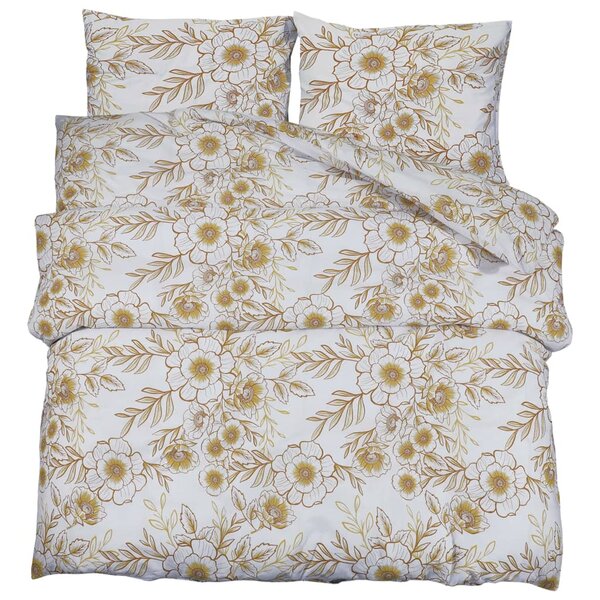 vidaXL Ensemble de housse de couette blanc et marron 200x200 cm Coton
