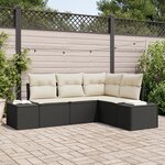 vidaXL Ensemble de Canapés de Jardin 4 Pièces avec Coussins Noir Rattan Poly