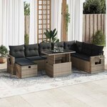 vidaXL Salon de jardin 9 Pièces avec coussins gris résine tressée