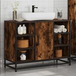 vidaXL Armoire lavabo de salle de bain chêne fumé bois d'ingénierie