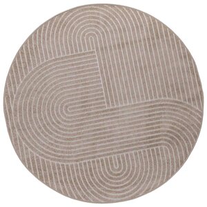vidaXL Tapis de surface Rond HUARTE Beige Ø 120 CM Polyester