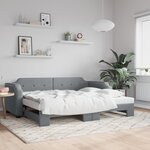 vidaXL Lit de jour avec lit gigogne gris clair 100x190 cm tissu