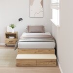 vidaXL Cadre de lit de rangement Artisan en chêne 100x200 cm