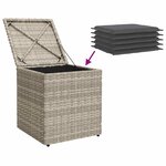 vidaXL Tabourets de jardin et coussins lot de 2 gris clair poly rotin