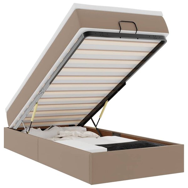 VidaXL Cadre de lit ottoman et matelas cappuccino 90x190 cm similicuir
