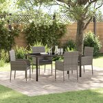 vidaXL Ensemble de Dîner de Jardin 5 Pièces avec Coussins Gris Rattan Poly