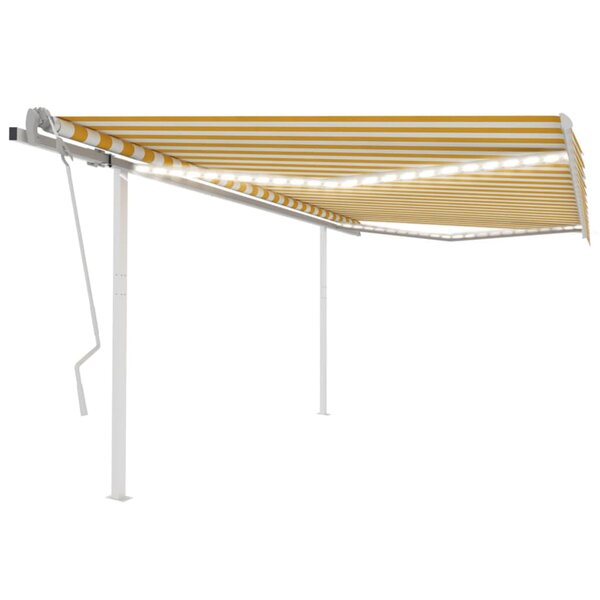 vidaXL Auvent manuel rétractable avec LED 4 5x3 m Jaune et blanc