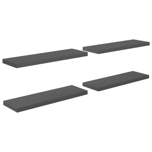 vidaXL Étagère murale flottante 4 Pièces Gris brillant 80x23 5x3 8 cm MDF