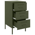 vidaXL Table de chevet vert olive 36x39x68 cm acier laminé à froid