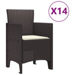 Ensemble de salle à manger de jardin de 15 pièces avec coussins Marron Poly rotin