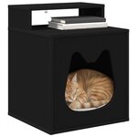 vidaXL Maison pour chat Noir 42 5 x 40 x 53 5 cm Bois d'ingénierie
