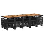 vidaXL Ensemble à manger de jardin 15 Pièces coussins noir résine tressée