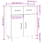 vidaXL Buffet gris béton 69 5x34x90 cm bois d'ingénierie