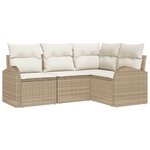 Ensemble de canapé jardin 4 pièces avec coussins Beige Rotin synthétique