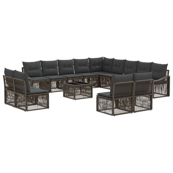 vidaXL Ensemble de canapé de jardin 14 Pièces Gris polyrotin