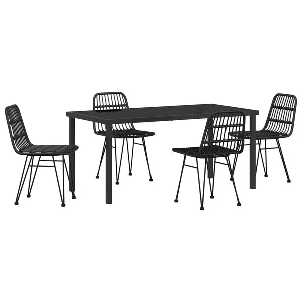 vidaXL Ensemble de Salle à Manger de Jardin 5 Pièces Noir Poly Rattan