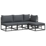 vidaXL Ensemble de canapé de jardin avec coussin 4 Pièces Noir Aluminium