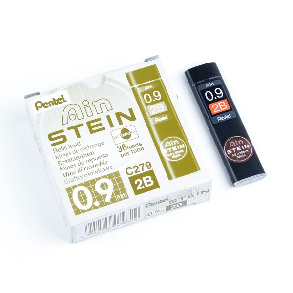 Etui de 36 mines 0 9 mm AIN STEIN C279 dureté 2B x 12 PENTEL