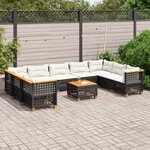 vidaXL Salon de jardin 10 Pièces avec coussins noir résine tressée