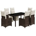 vidaXL Ensemble de bistro de jardin 7 Pièces coussins marron poly rotin