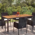 vidaXL Table de jardin dessus en bois Noir 190x90x75 cm Résine tressée