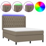 vidaXL Sommier à lattes de lit matelas et LED Taupe 140x190 cm Tissu