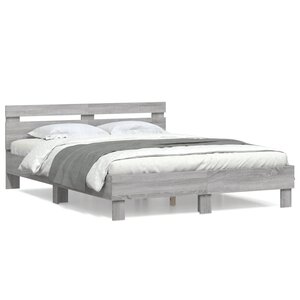 vidaXL Cadre de lit sans matelas sonoma gris 150x200 cm