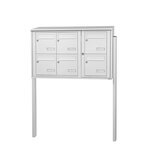 Bloc collectif Leabox 3x2  grade 3  simple face  extérieur  fixation sur pieds à sceller  blanc neige  ral 9016 finition brillante