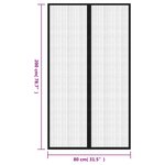 vidaXL Rideaux de porte anti-insectes 2 Pièces avec aimants noir 200x80cm