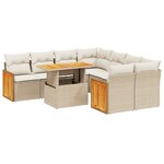 vidaXL Salon de jardin avec coussins 9 Pièces beige résine tressée