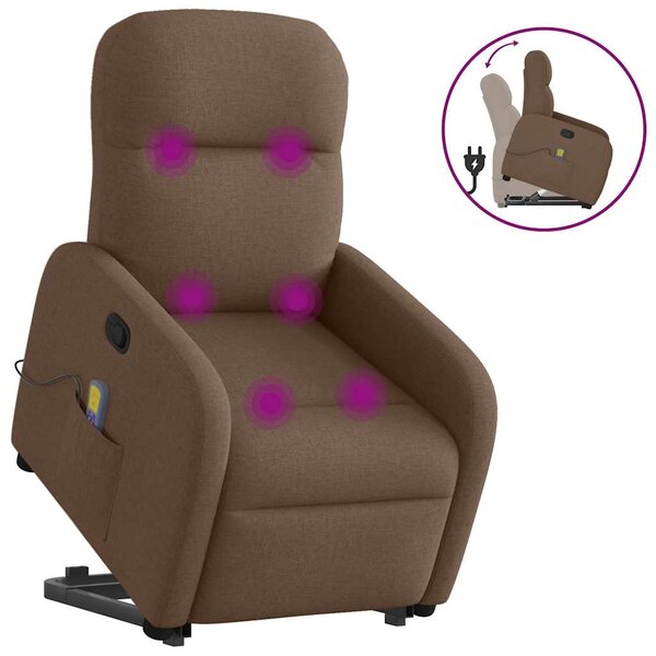 vidaXL Fauteuil de massage inclinable Marron Tissu