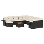 vidaXL Salon de jardin 12 Pièces avec coussins noir résine tressée