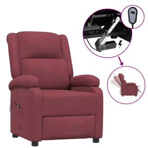 vidaXL Fauteuil inclinable électrique Rouge bordeaux Tissu