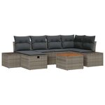 vidaXL Ensemble de canapé de jardin avec coussin 7 Pièces Gris Poly rotin