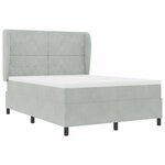vidaXL Lit ressort avec matelas gris clair 160x200 cm en velours
