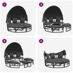 vidaXL Lit de repos d'extérieur avec auvent et coussins résine tressée