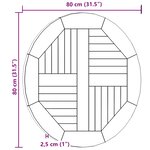 vidaXL Dessus de table Bois de teck solide Rond 2 5 cm 80 cm