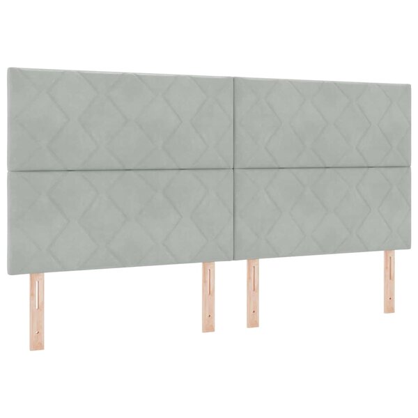 vidaXL Lit à ressort LED avec matelas Gris clair 200 x 200 cm tissu