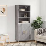vidaXL Buffet haut Sonoma gris 69 5x34x180 cm Bois d'ingénierie